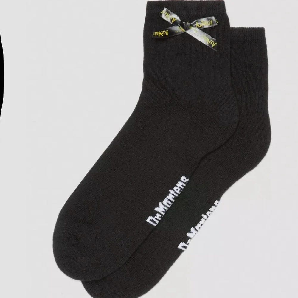 Dr. Martens Bow Sock Black Organic Cotton Blend Crew Socks S/M New